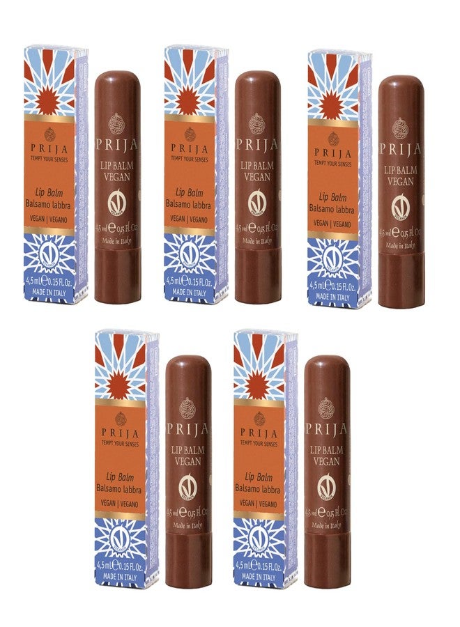 Prija Vegan Lip Balm with Jojoba Oil, Shea Butter and Sunflower Wax, Pampers your Lips Naturally, Hydrating Lip Balm Stick 5 x 4.5ml - Image 1